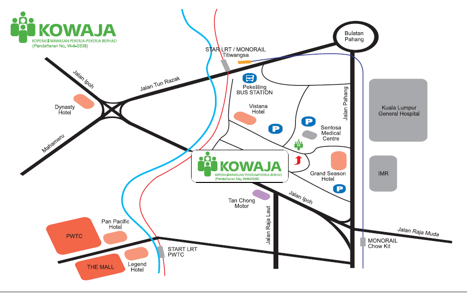 Koperasi Wawasan Pekerja-Pekerja Berhad (KOWAJA) map